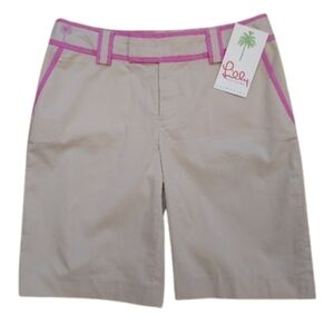 Lilly Pulitzer Palm Fit Happy Bermuda Short Size 0 NEW NWT Tan Khaki Beige